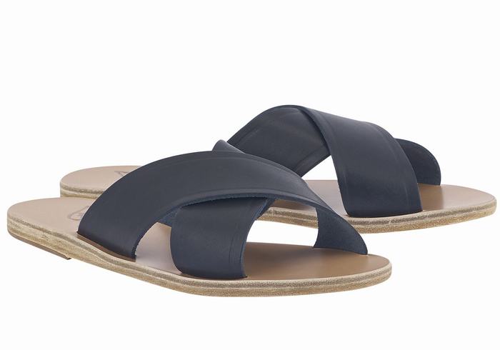 Dark Blue Ancient Greek Sandals Thais Women Slide Sandals | DCE6728PA