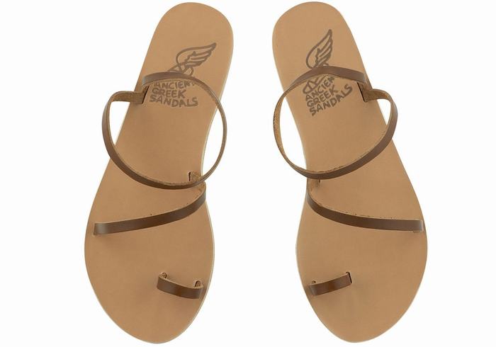 Dark Brown Ancient Greek Sandals Apli Eleftheria Leather Women Fisherman Sandals | EBU8855IB