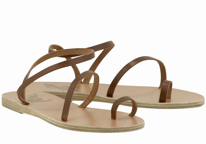 Dark Brown Ancient Greek Sandals Apli Eleftheria Leather Women Fisherman Sandals | EBU8855IB