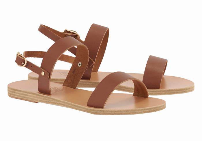 Dark Brown Ancient Greek Sandals Clio Women Back-Strap Sandals | FVD3442QN