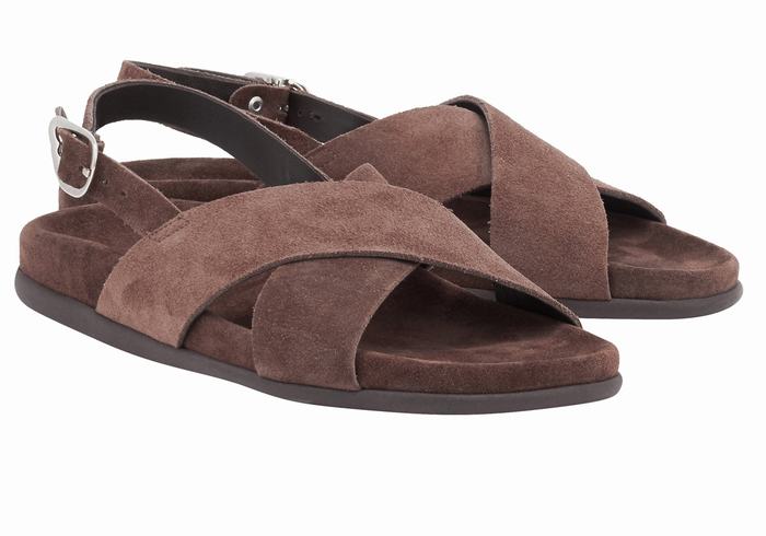 Dark Brown Ancient Greek Sandals Ikesia Women Casual Sandals | RPD4571KR