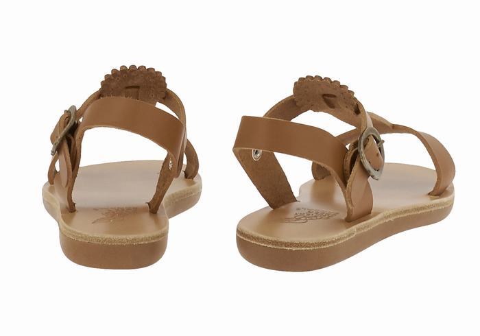 Dark Brown Ancient Greek Sandals Little Amber Soft Kids' Flat Sandals | WFZ2263UZ