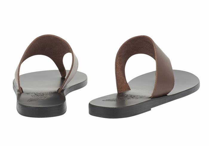 Dark Brown Ancient Greek Sandals Mera Leather Women Flip Flops | PAK9421AF