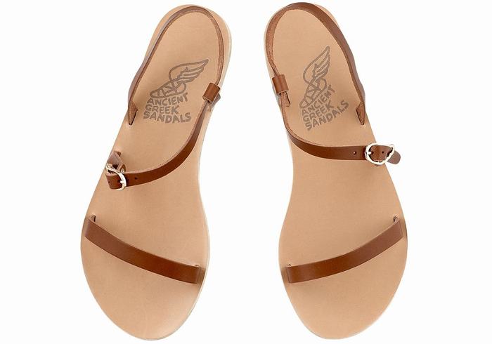 Dark Brown Ancient Greek Sandals Niove Leather Women Back-Strap Sandals | HSM7745ZR