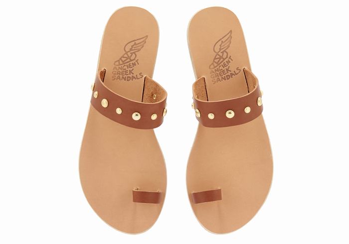 Dark Brown Ancient Greek Sandals Thalia Bee Women Toe-Post Sandals | RAD4220KH