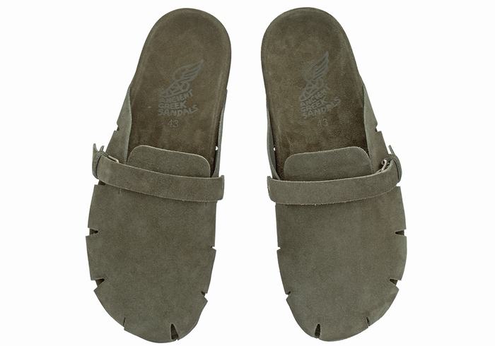 Dark Green Ancient Greek Sandals Atlas Men Slippers | NGJ365OB