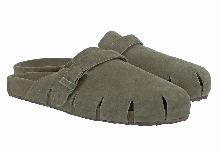 Dark Green Ancient Greek Sandals Atlas Men Slippers | NGJ365OB