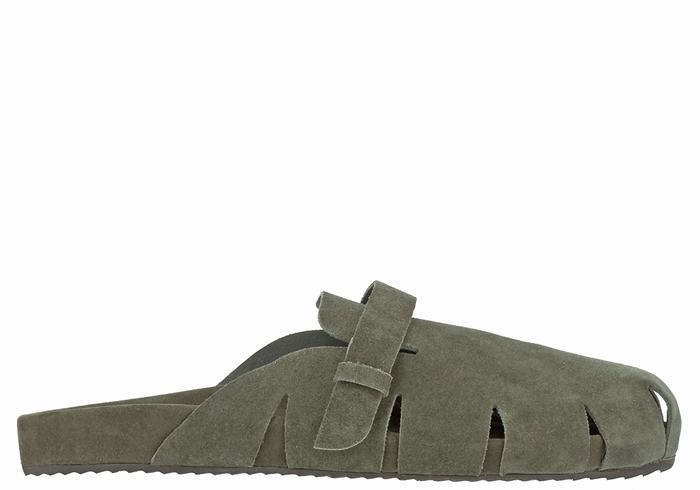 Dark Green Ancient Greek Sandals Atlas Men Slippers | NGJ365OB