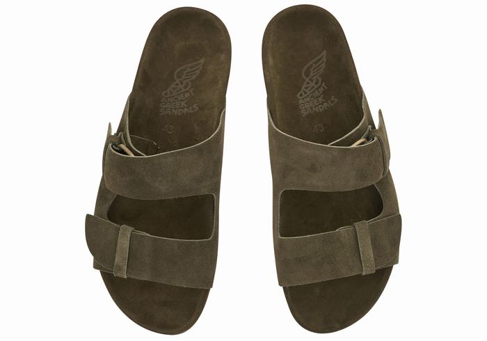 Dark Green Ancient Greek Sandals Diogenis Men Slippers | FWJ940DL