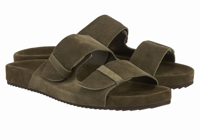 Dark Green Ancient Greek Sandals Diogenis Men Slippers | FWJ940DL