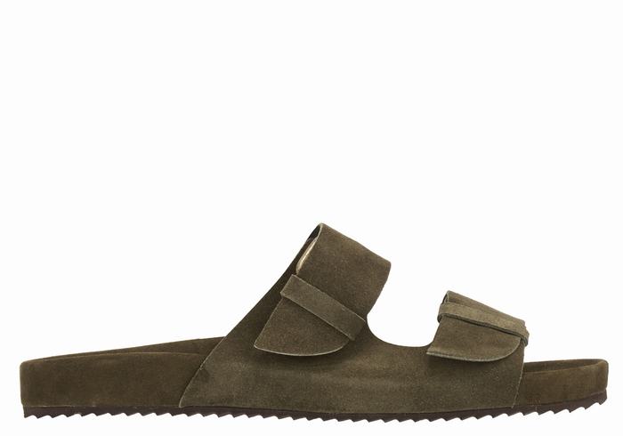 Dark Green Ancient Greek Sandals Diogenis Men Slippers | FWJ940DL