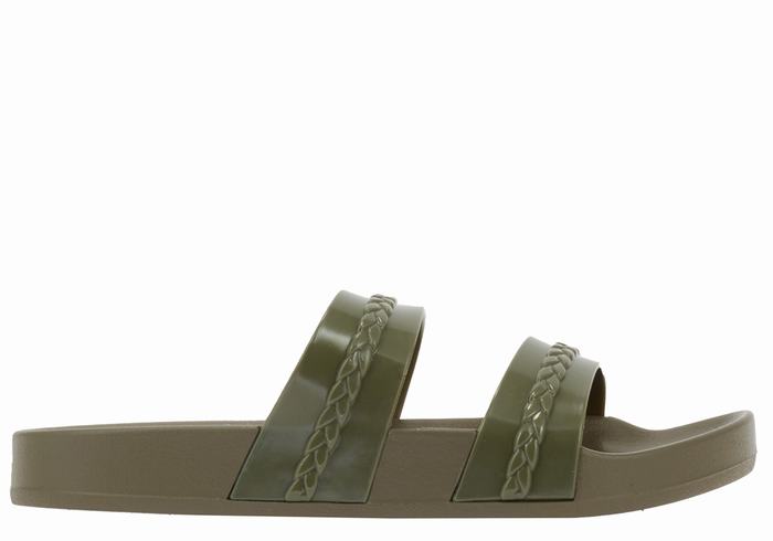 Dark Green Ancient Greek Sandals Meli Women Slide Sandals | JBH224YY