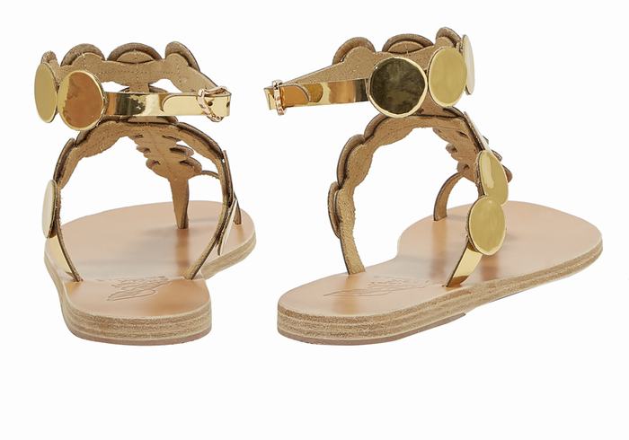 Gold Ancient Greek Sandals Asteras Leather Women Toe-Post Sandals | XIA7990CG