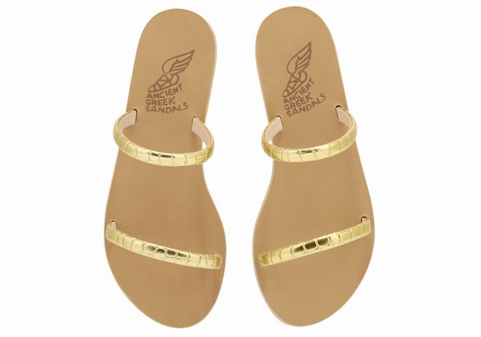 Gold Ancient Greek Sandals Echidna Women Slide Sandals | PLE99YX