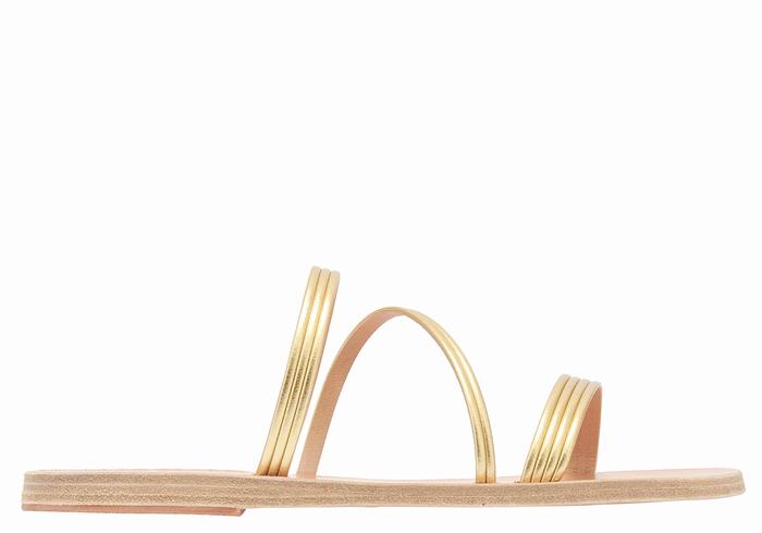 Gold Ancient Greek Sandals Ermodiki Women Slide Sandals | SWF6563JD