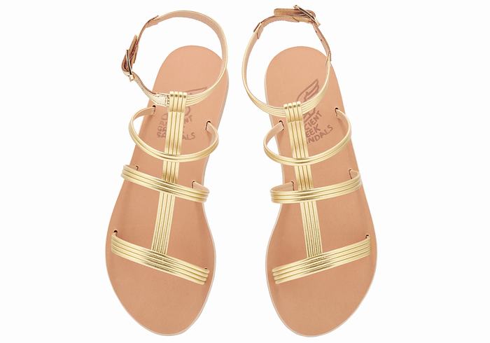 Gold Ancient Greek Sandals Frigia Women Ankle Strap Sandals | DWH8948DN