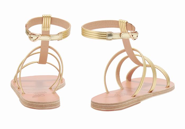 Gold Ancient Greek Sandals Frigia Women Ankle Strap Sandals | DWH8948DN