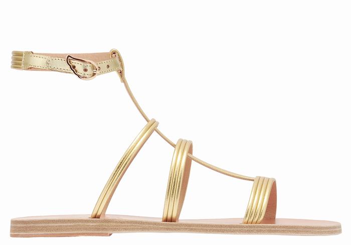 Gold Ancient Greek Sandals Frigia Women Ankle Strap Sandals | DWH8948DN