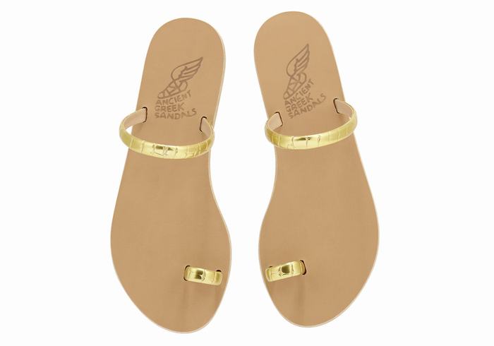 Gold Ancient Greek Sandals Ophion Women Toe-Post Sandals | ORZ7270JW