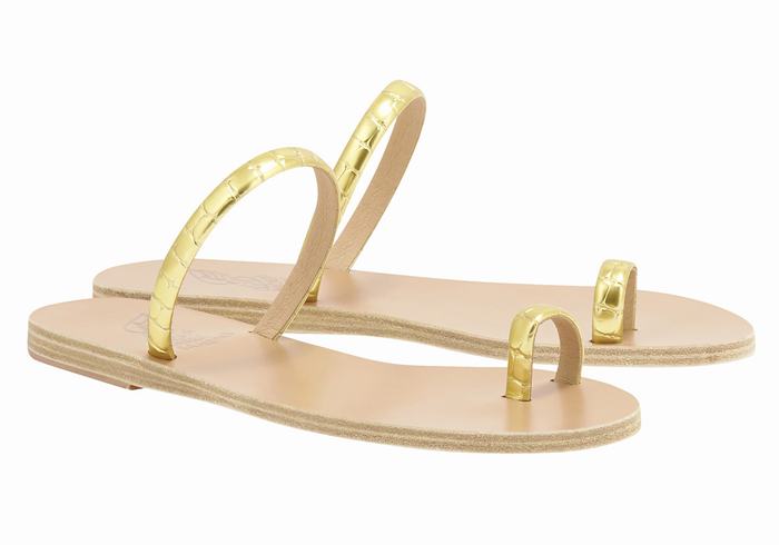 Gold Ancient Greek Sandals Ophion Women Toe-Post Sandals | ORZ7270JW