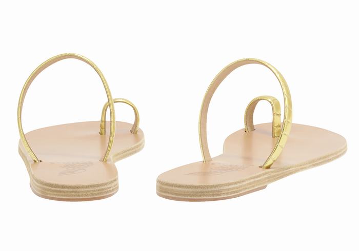 Gold Ancient Greek Sandals Ophion Women Toe-Post Sandals | ORZ7270JW