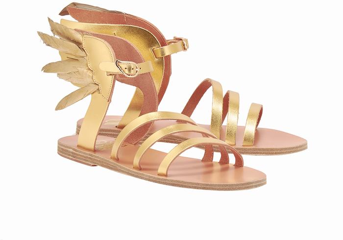 Gold Ancient Greek Sandals Victory Of Samothrace Women Ankle Strap Sandals | HKC8678BM