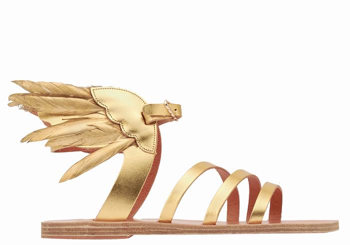 Gold Ancient Greek Sandals Victory Of Samothrace Women Ankle Strap Sandals | HKC8678BM