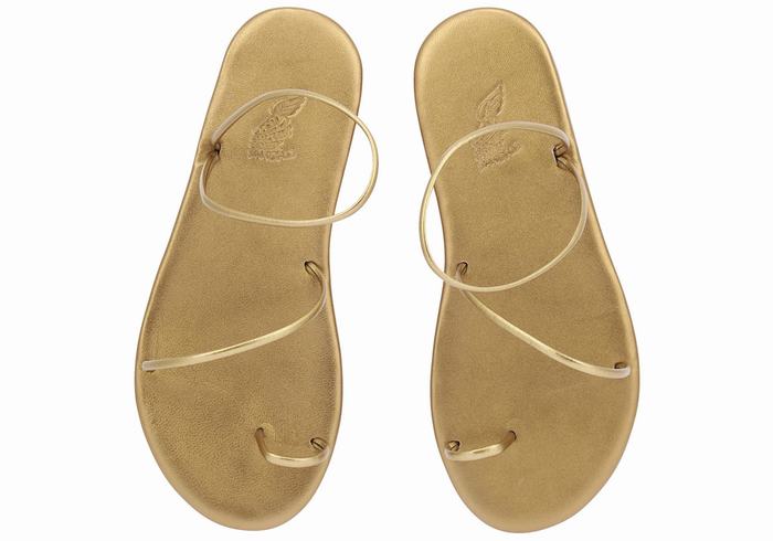 Gold Brown Ancient Greek Sandals Kansiz Women Toe-Post Sandals | XAX3312AB