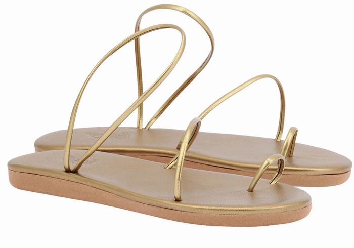 Gold Brown Ancient Greek Sandals Kansiz Women Toe-Post Sandals | XAX3312AB