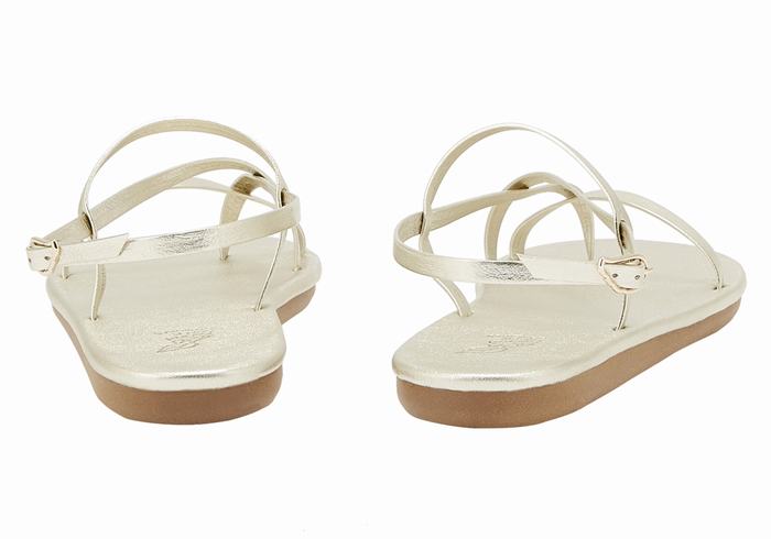 Gold White Ancient Greek Sandals Alethea Women Back-Strap Sandals | PCG2630PH