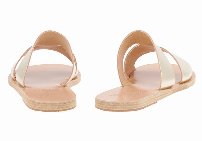 Gold White Ancient Greek Sandals Apteros Women Slide Sandals | EQX682ZE