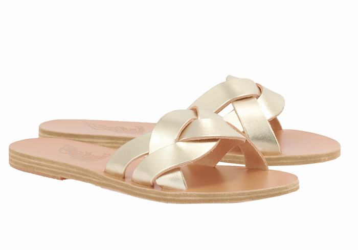 Gold White Ancient Greek Sandals Arachne Women Slide Sandals | XOB3930KZ