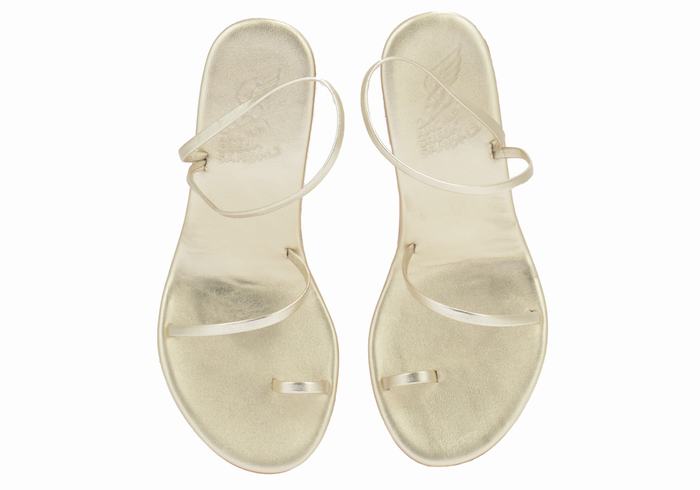 Gold White Ancient Greek Sandals Chora Mid Women Wedge Sandals | WPS873FZ