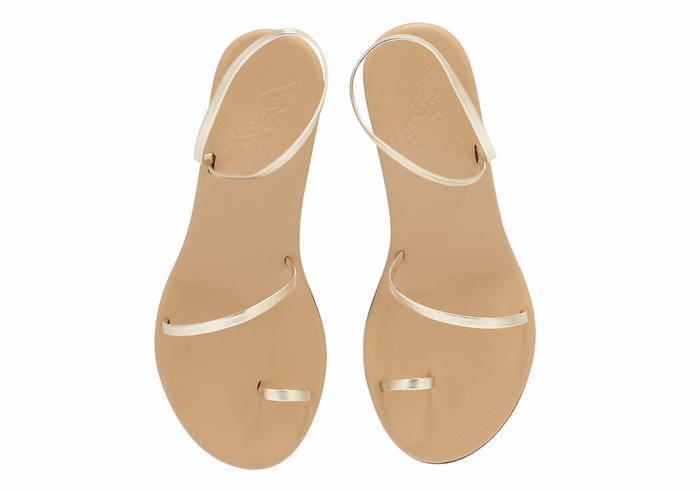 Gold White Ancient Greek Sandals Chora Mid Women Wedge Sandals | ATW5559IY