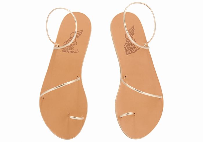 Gold White Ancient Greek Sandals Chora Women Toe-Post Sandals | KKG4988UO