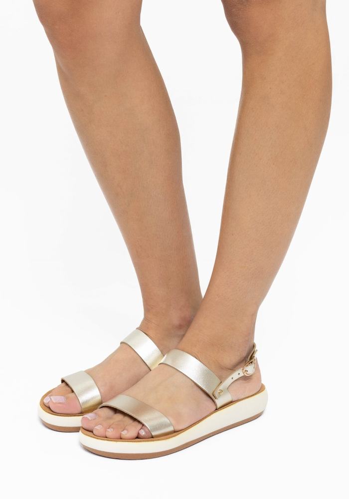 Gold White Ancient Greek Sandals Clio Comfort Women Casual Sandals | HCH1174IO