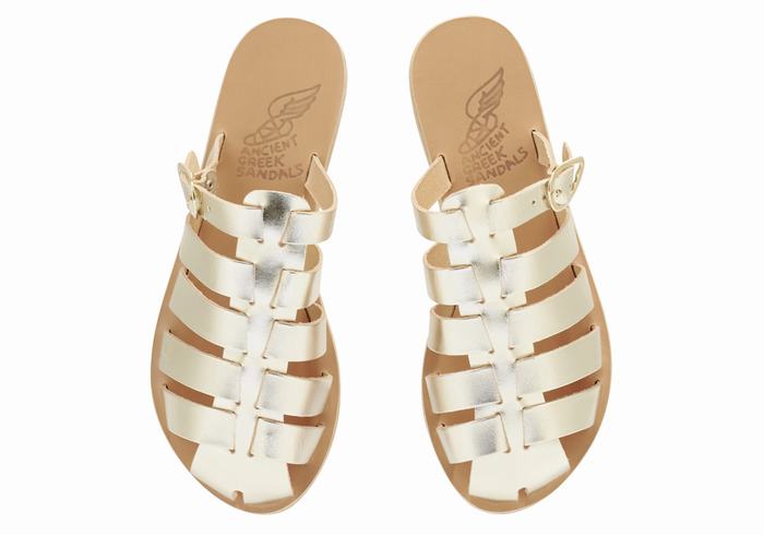 Gold White Ancient Greek Sandals Cosmia Women Fisherman Sandals | WFO965VF