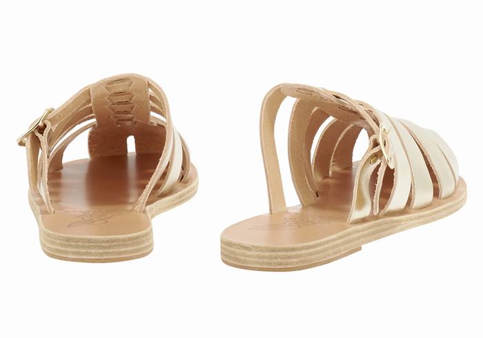 Gold White Ancient Greek Sandals Cosmia Women Fisherman Sandals | WFO965VF