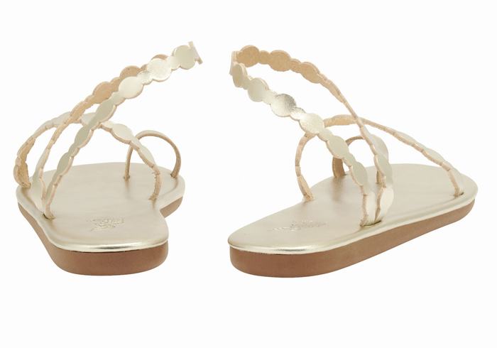 Gold White Ancient Greek Sandals Cronos Women Toe-Post Sandals | AZY525FP