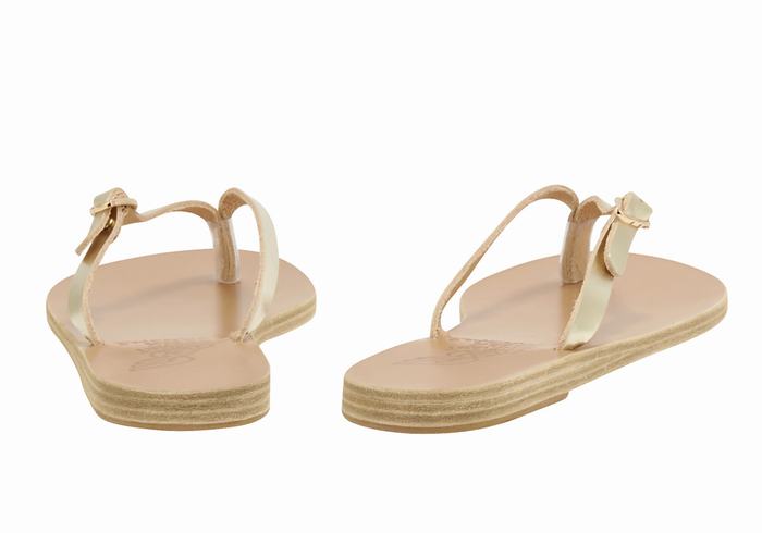 Gold White Ancient Greek Sandals Dihalo Leather Women Flip Flops | UAJ6545PW