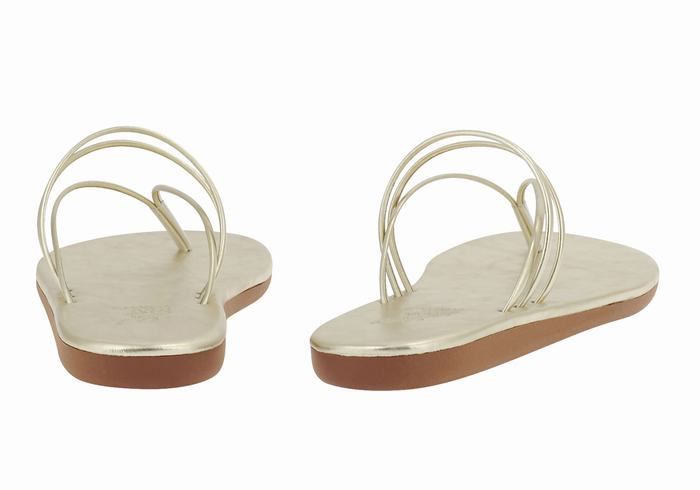 Gold White Ancient Greek Sandals E Women Flip Flops | IHU378PX