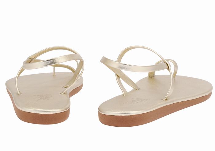 Gold White Ancient Greek Sandals Euterpe Women Toe-Post Sandals | KNQ2594EM