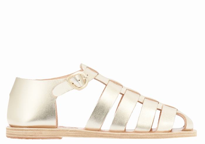 Gold White Ancient Greek Sandals Homeria Women Fisherman Sandals | KGZ233EB