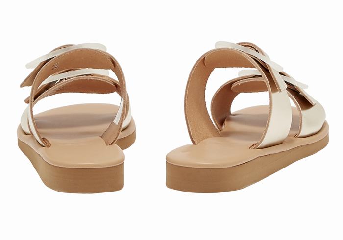 Gold White Ancient Greek Sandals Iaso Women Slide Sandals | IAN625HC