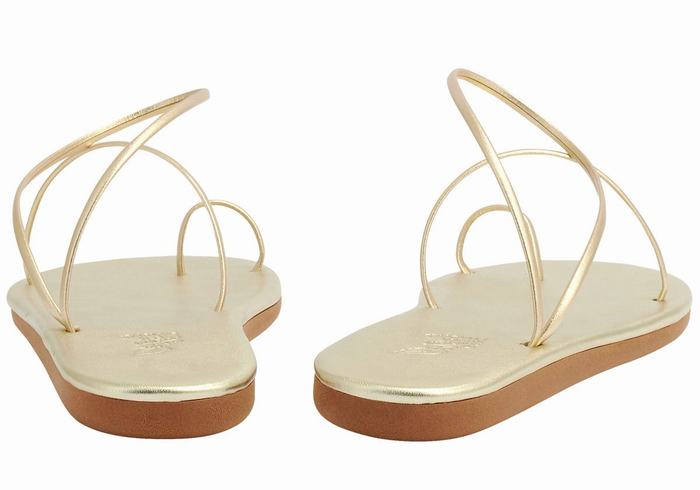 Gold White Ancient Greek Sandals Kansiz Women Toe-Post Sandals | MOA8753IK