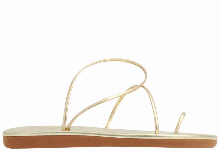 Gold White Ancient Greek Sandals Kansiz Women Toe-Post Sandals | MOA8753IK