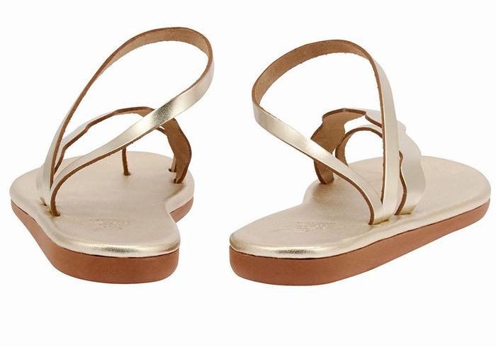 Gold White Ancient Greek Sandals Koralia Women Toe-Post Sandals | LHB3362YQ