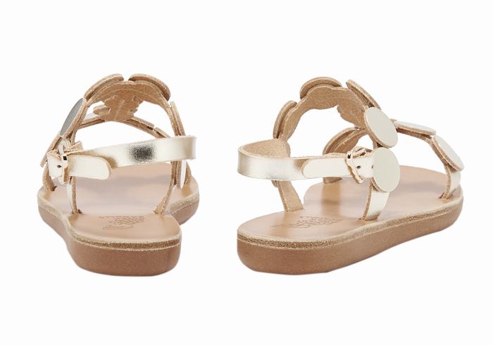 Gold White Ancient Greek Sandals Little Uranos Soft Kids' Flat Sandals | LJT481VA