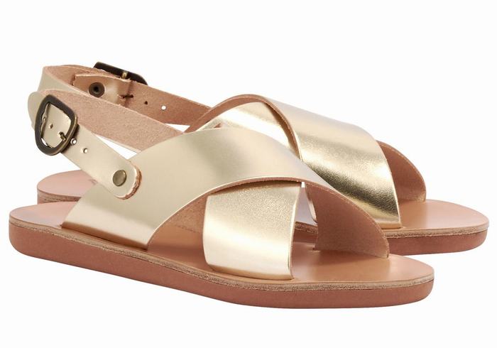 Gold White Ancient Greek Sandals Little Maria Soft Kids' Casual Sandals | VQM5521EM