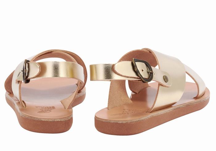 Gold White Ancient Greek Sandals Little Maria Soft Kids' Casual Sandals | VQM5521EM